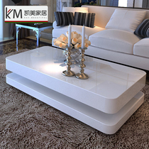 White coffee table simple modern living room tempered glass personality creative small apartment paint coffee table TV cabinet combination