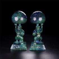 Gaoguyu and Tian Jade beast incense burner decoration pair pair of antique ancient jade old Jade Folk Collection