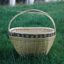 Hand-woven bamboo basket for fruits and vegetables round portable vegetable basket bamboo basket egg bamboo basket household bamboo products