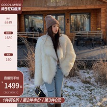 COCO fur Snow white dignified gas~long and short imported Toka fur one-piece coat womens winter