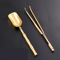2021 new pure copper tea clip tea ceremony tea spoon tea knife tea needle cup fork cup clip pot pen Kung Fu tea set