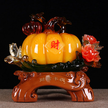 Fortune Harvest Ornaments New Chinese TV Cabinet Coffee Table Home Room Decoration Jade Pumpkin Crafts