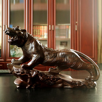Wood carving Tiger ornaments living room office home furnishings Zhaocao solid wood wooden feng shui zodiac Tiger crafts