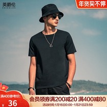 Three-pin heavy cotton 2021 mens short sleeve T-shirt summer round neck solid color half sleeve loose Joker shirt