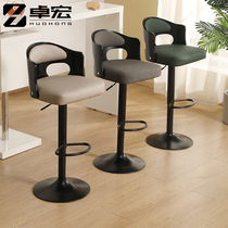 Bar chair modern simple chair lift stool Nordic bar stool solid wood backrest high chair light luxury bar chair