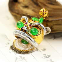 Shi Lipai Gem Custom Pendant Necklace Lion Head 18K Ice Seed Natural Emerald Egg Surface Live Special Shoot 1