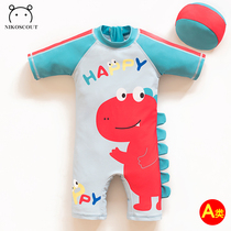 Childrens swimsuit one-piece boy dinosaur Korean baby hot spring quick-drying New Baby cute sunscreen swimsuit