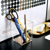 Refound Nordic minimalist acrylic transparent pen holder non-slip cork bottom makeup pen girl eyebrow pen holder