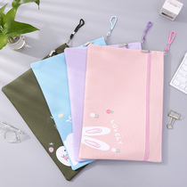 a4 double-layer portable file bag zipper large capacity waterproof Oxford cloth information bag student test paper file storage bag