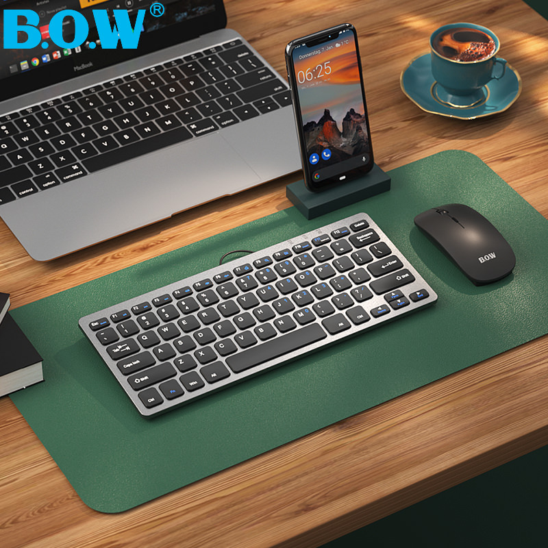 BOW ワイヤレスキーボードとマウス小型外部ラップトップサイレント USB 有線オフィス超薄型キーボードとマウスのセット