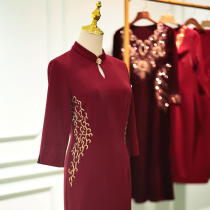 Yun Fei mother dress cheongsam collar embroidery wedding banquet mother dress Noble toast clothing happy mother-in-law wedding new