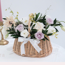 Rattan Wicker Straw flower arrangement hand woven vase basket living room ornaments storage mini basket bag