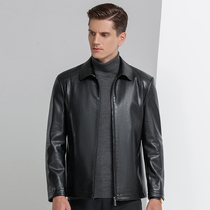 Leather men Spring and Autumn casual mens leather jacket lapel New 2021 explosive leather jacket mens coat short