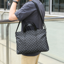 European and American mens bag plaid handbag business casual single shoulder bag cross computer briefcase new cortical file bag
