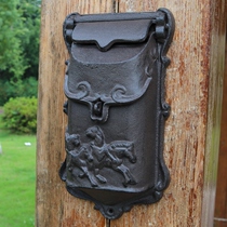European cast iron crafts Vintage old cast iron small mailbox Mailbox letter box Wall decoration Wall hanging garden decoration