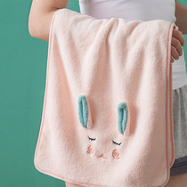 2 strips of coral velvet towel household absorbent quick-drying cute soft face wash small square towel couple household female dry hair