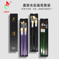 MONET MONET MONET nylon hair watercolor painting pen oil brush gouache acrylic brush bristle brush fan style pen wolf hook line Pen special art examination painting 10 sets