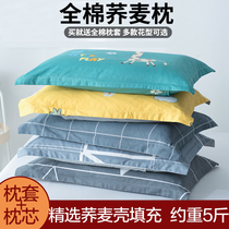 Antarctic people All cotton buckwheat leather pillows Domestic pillowcase pillow core suit Single student Dormitory Adult Care Cervical Spine Pillow