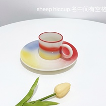 sheep hiccup) ins minimalist creative asymptomic rainbow ceramic lovers Mark Cup Western Meal Dishes
