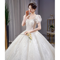 Heavy industry luxury main wedding dress 2021 new bride French high-end sense tailoring pregnant women court style summer women