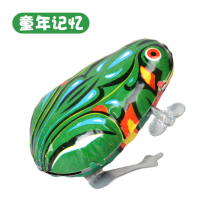 Jumping frog toy bouncing green frog on the chain of strong clockwork childrens iron skin nostalgia after 80 classic