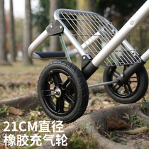 Household silent inflatable wheel aluminum alloy folding portable elderly shopping shopping car light trailer trolley