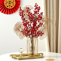 Fortune fruit fake flower simulation flower decoration New year living room floral ornaments red Holly fruit wedding festival decorations