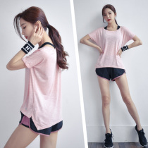 Morning running sports suit womens summer net red loose gym gym yoga outdoor speed dry clothes slim fit for running casual wear