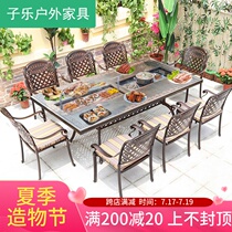 Zile furniture Barbecue table Outdoor garden table and chair Outdoor terrace Cast aluminum table and chair Household barbecue stove Commercial charcoal