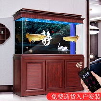 2021 new fish tank living room household floor-to-ceiling ultra-white glass entrance partition high-end arowana tank medium and large bottom filter