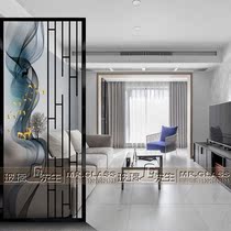 Modern minimalist art glass screen partition wall Living room tempered frosted translucent double-sided entrance Custom small apartment