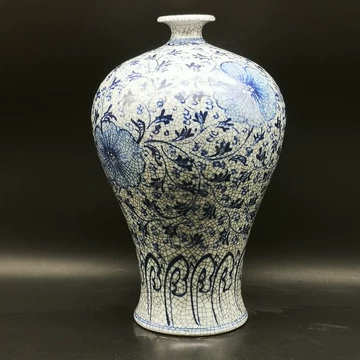 宋官窯青花手描き纏枝蓮梅瓶 陶磁器 装飾品 現代工芸品 美術品 置物 青花纏枝蓮紋圧手杯 PF162 | Looking For 物色