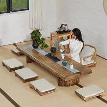 Japanese tea table solid wood tatami table Zen tea table and room table collapsed Rice low table sitting on the ground tea table