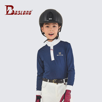 Childrens equestrian T-shirt Equestrian long sleeve polo shirt Equestrian competition T-shirt Long sleeve quick-drying air boy girl