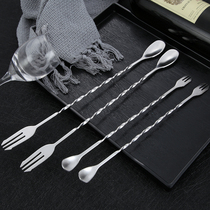 Stainless steel 304 mixing spoon Coffee milk tea bar spoon Long handle 32cm cocktail mixing spoon Long bar spoon bartending stick