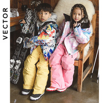 VECTOR childrens ski suit set Girls warm thickened ski clothes pants Boys baby ski equipment full set