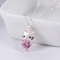 Children hello kitty necklace diamond pendant cute girl baby girl birthday gift Cartoon Jewelry