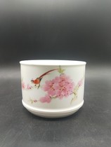 Jingdezhen old factory goods 7501 Mao porcelain series hand-painted water point peach blossom tea leaf pot ceramic pot pen holder