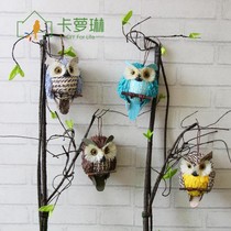Straw owl crafts pastoral style air hanging ornaments kindergarten ring Chuang corridor wall hanging handmade