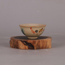  Daming Chenghua matte yellow glazed chicken pot cup Antique thrift porcelain antique antique home tea ceremony utensils