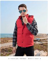 Autumn and winter new down vest mens light waistcoat warm hooded vest sports fashion vest jacket tide brand