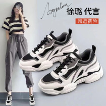 Augustine father shoes womens 2021 autumn new spring and autumn Joker increased winter plus velvet feet small sneakers