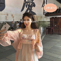  Hanfu improved version of the dress womens wide sleeve flowing fairy skirt fairy fluttering super fairy Han element Chinese style daily costume