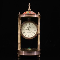 Folk collection of old pure copper inlaid gemstone classical clock drawn old mechanical alarm clock