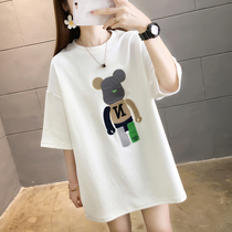 2022 Summer Day Gestational Woman Dress Embroidered Short Sleeve T-shirt Woman Mid-Length Blouse With Undershirt Loose Big Code Cover