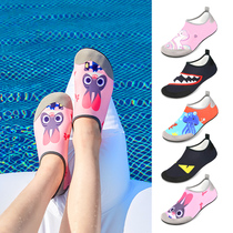 Sandals men and women Diving Snorkeling socks children wading into the stream swimming shoes soft shoes non-slip anti-cut red foot skin shoes