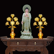 Buddhist Buddha lamp Guanyin enshrined lamp seven or nine colorful crystal lotus lamp led imitation glass Buddha front long light