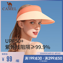 Camel visor womens sunscreen UV protection Summer empty top hat cover face Large brim running sports hat Large edge cap
