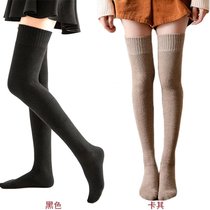  Thickened warm over-the-knee socks womens knee pads thick socks autumn and winter Korean version of womens thigh mid-tube high-tube plus velvet stockings