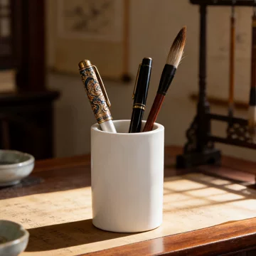 陶芸・陶器】椋木英三造　白磁筆簡（共箱）書道 筆筒 哑光白陶瓷笔筒-哑光白陶瓷笔筒促销价格、哑光白陶瓷笔筒品牌- 淘宝
